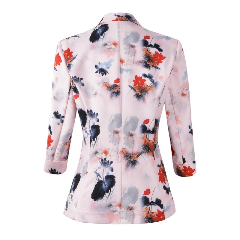 Beninos Womens Blazers 3/4 Sleeve Lightweight Office Work Blazer Jacket (1905 Pink, L) - Image 2